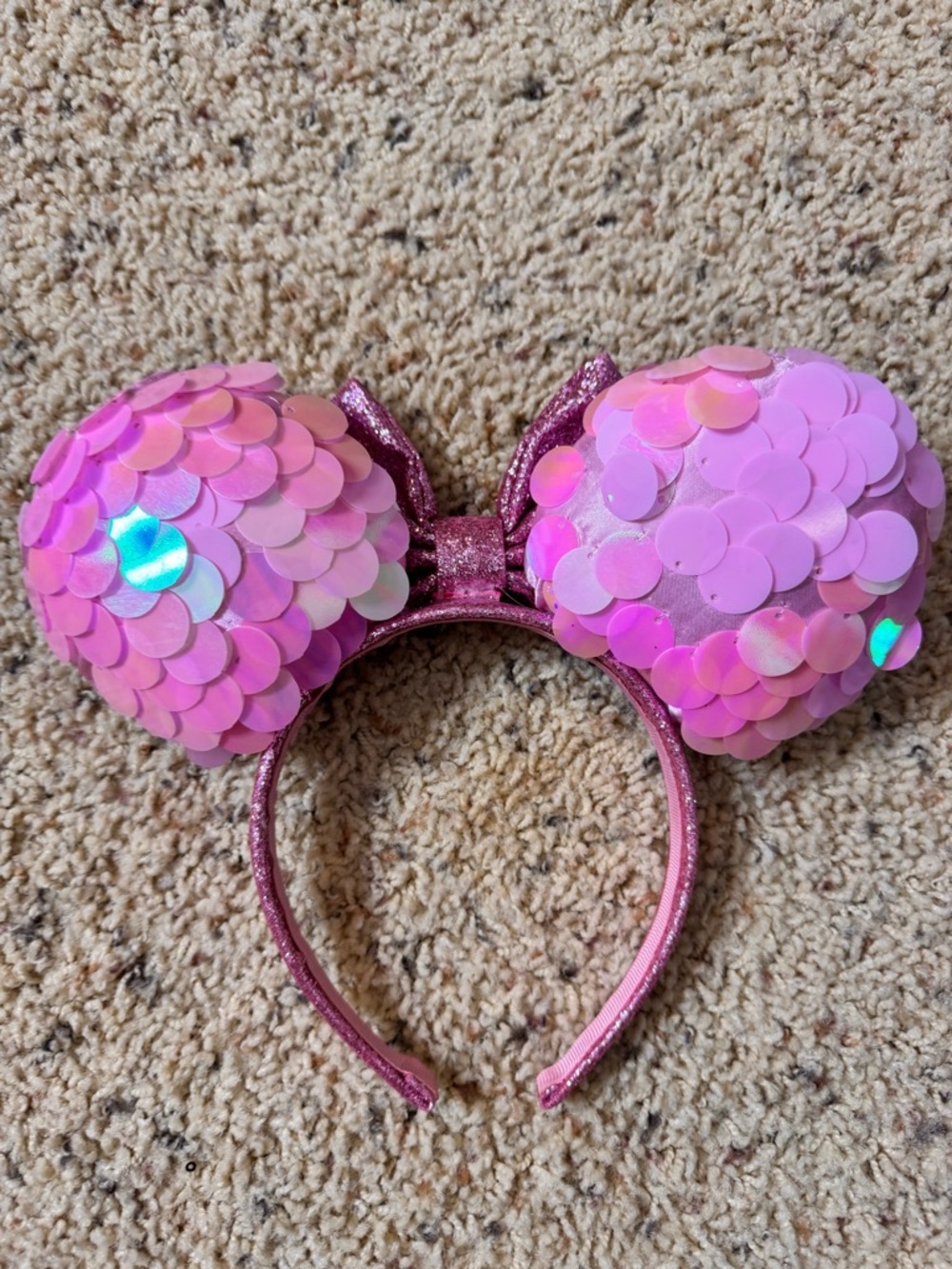 Viral TJ maxx Pink Sequin Minnie Ear Headband with Glitter Bow - Picture 2 of 2